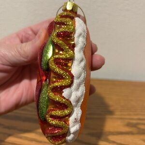 Glass Hot Dog and Bun Ornament